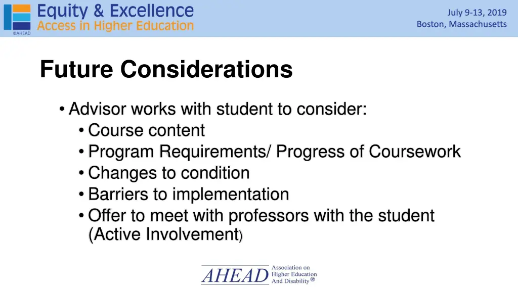 future considerations