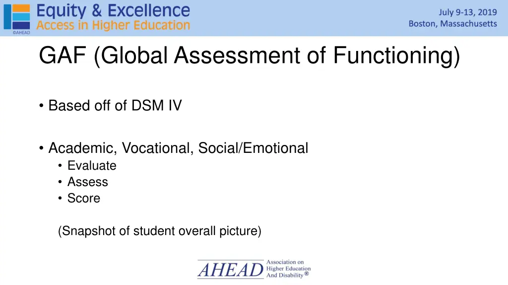 gaf global assessment of functioning based