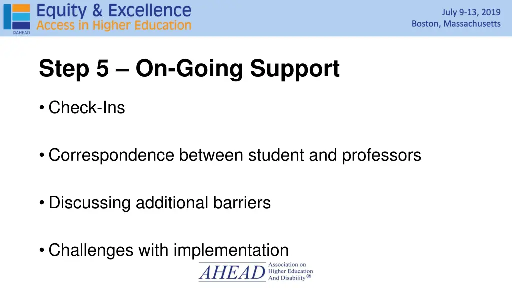 step 5 on going support