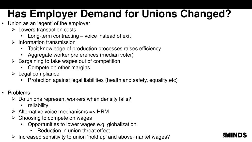 has employer demand for unions changed union