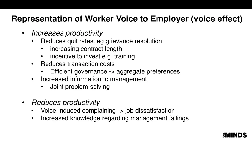 representation of worker voice to employer voice