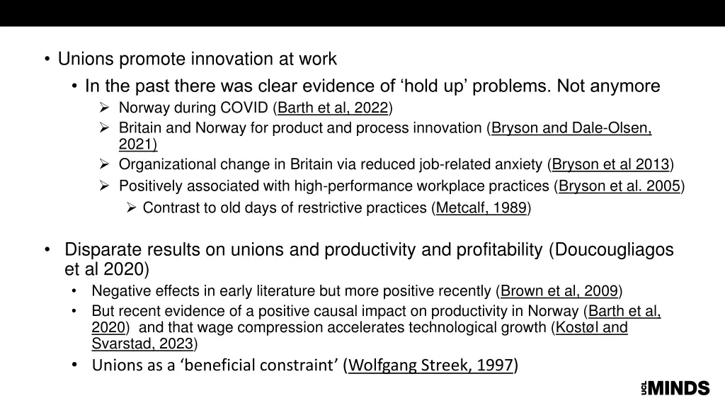 unions promote innovation at work in the past