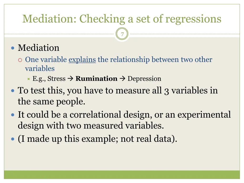 mediation checking a set of regressions