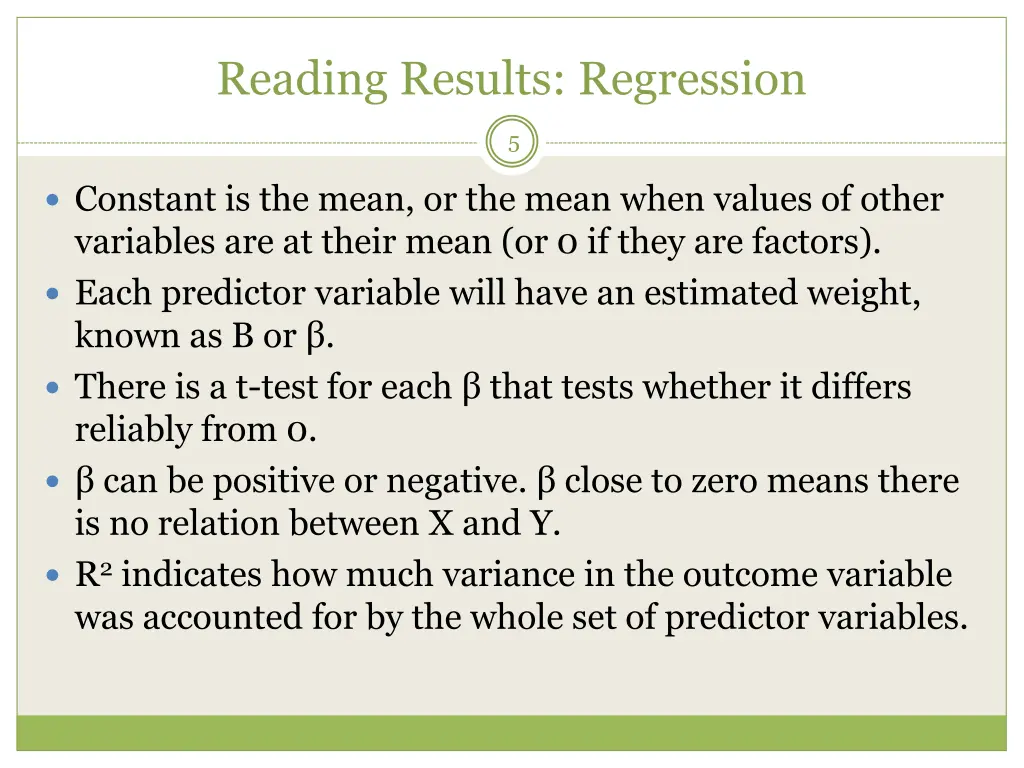 reading results regression