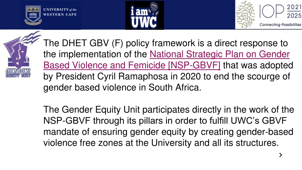 the dhet gbv f policy framework is a direct