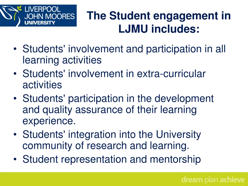 the student engagement in ljmu includes