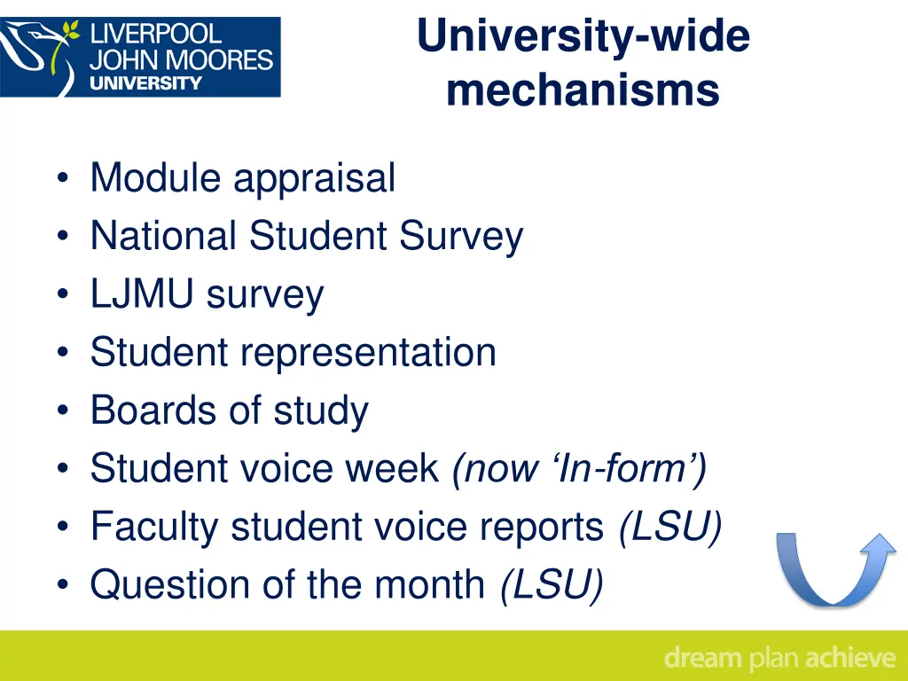 university wide mechanisms