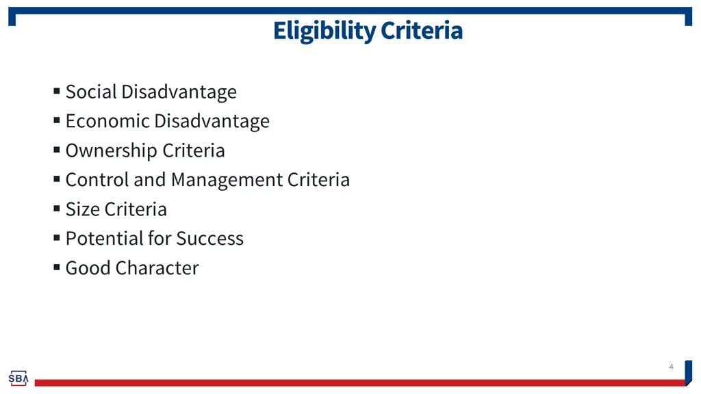 eligibility criteria