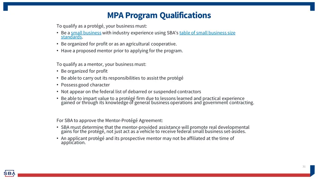 mpa program qualifications to qualify as a prot