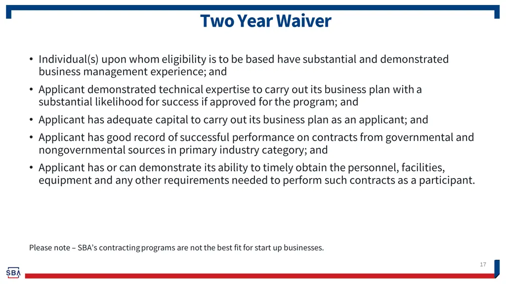 two year waiver