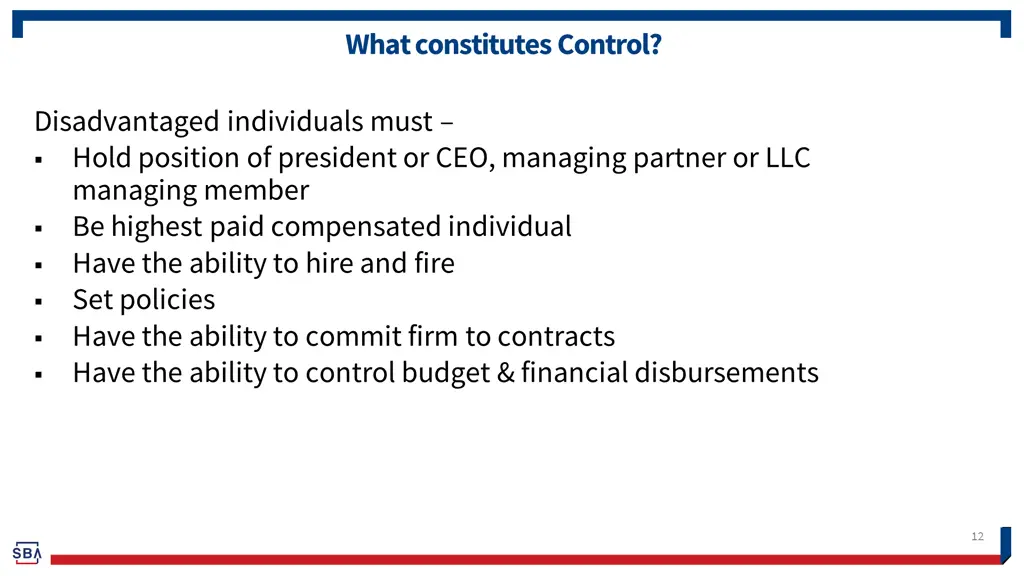 what constitutes control