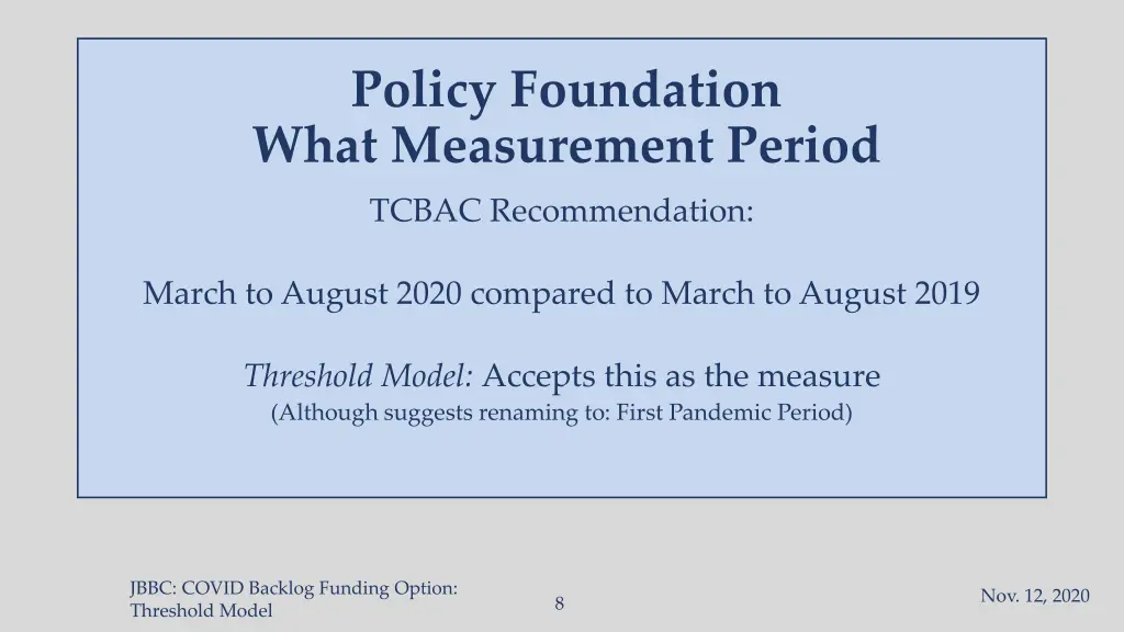 policy foundation what measurement period 1