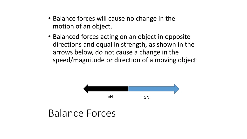 balance forces will cause no change in the motion