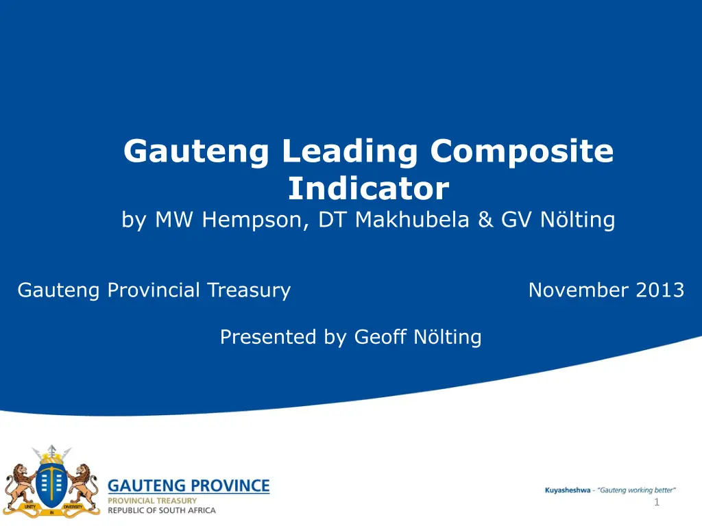 gauteng leading composite indicator by mw hempson
