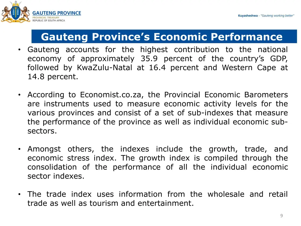 gauteng province s economic performance gauteng