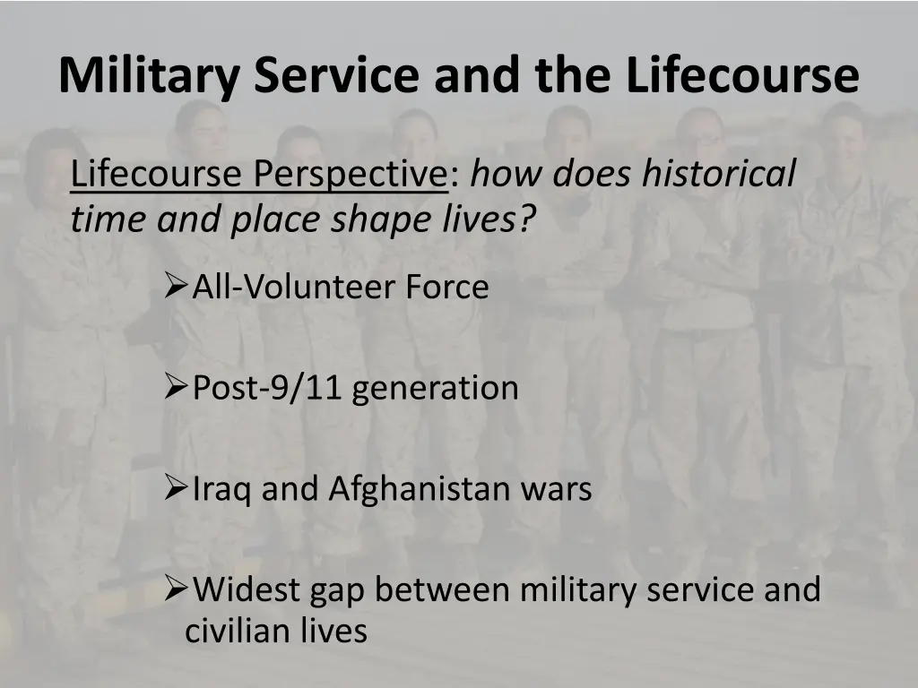 military service and the lifecourse