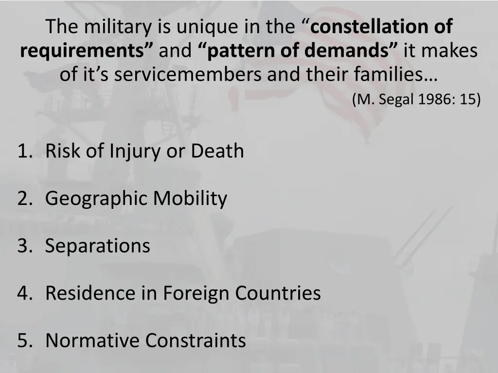 the military is unique in the constellation