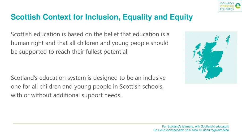 scottish context for inclusion equality and equity
