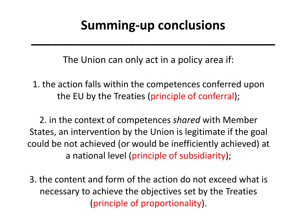 summing up conclusions