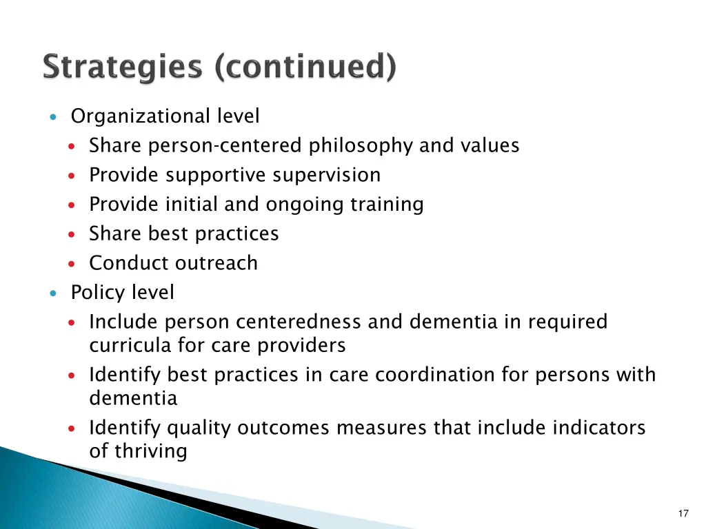 organizational level share person centered