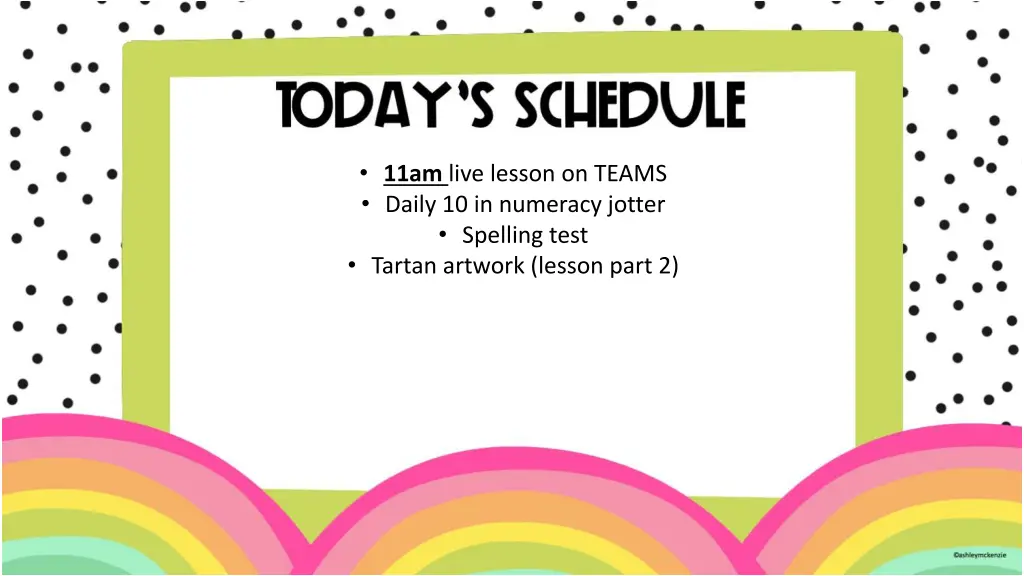 11am live lesson on teams daily 10 in numeracy