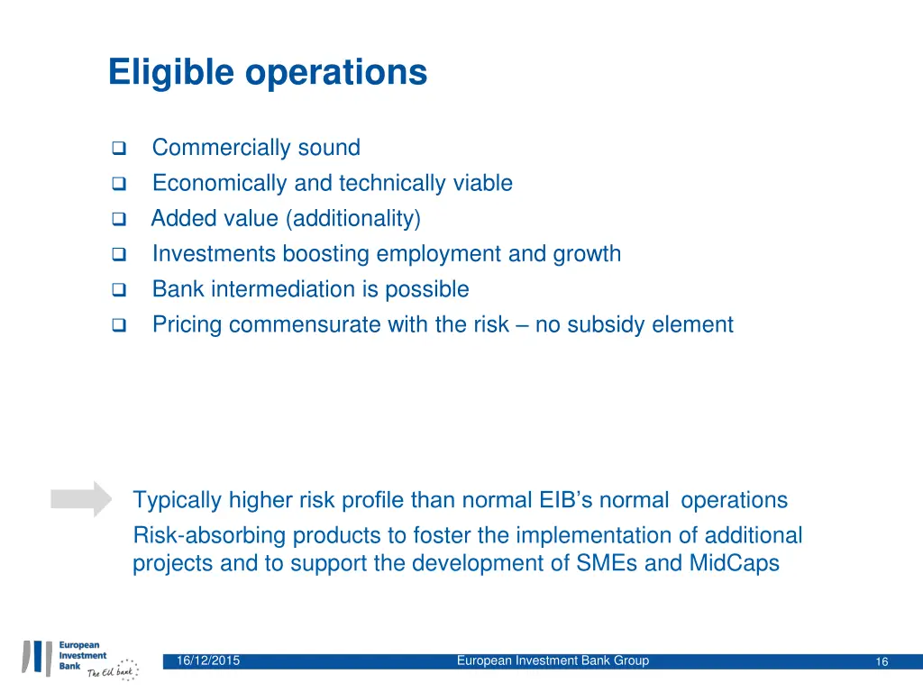 eligible operations