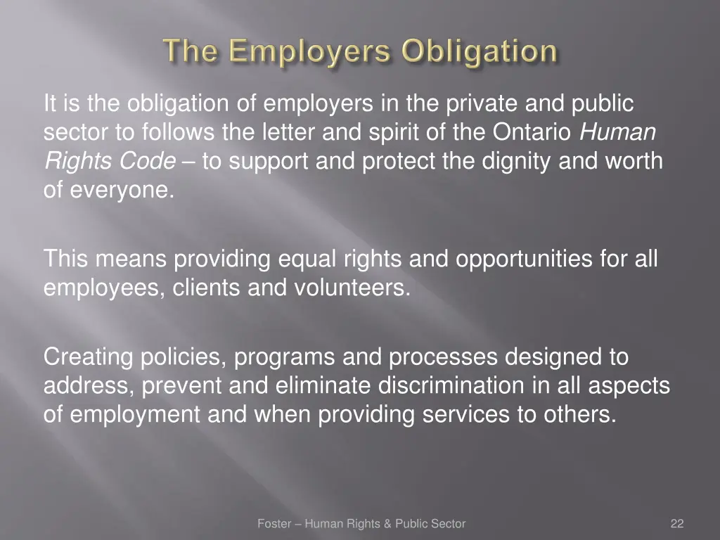 it is the obligation of employers in the private