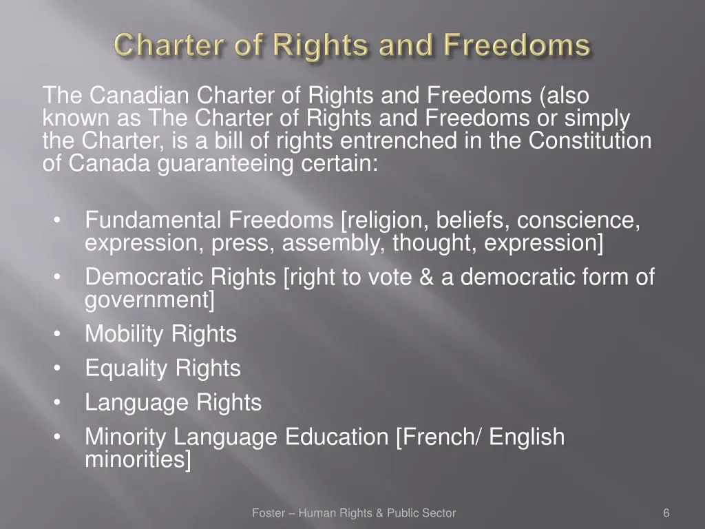 the canadian charter of rights and freedoms also