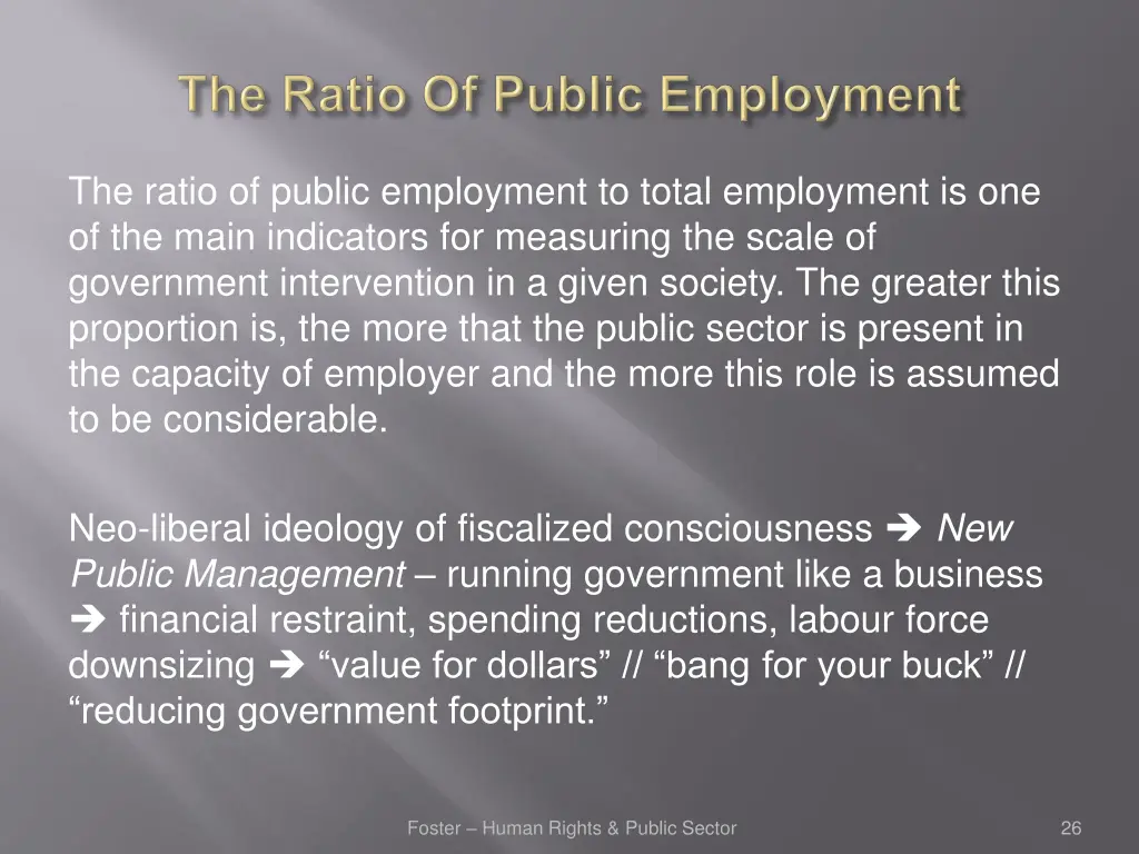 the ratio of public employment to total