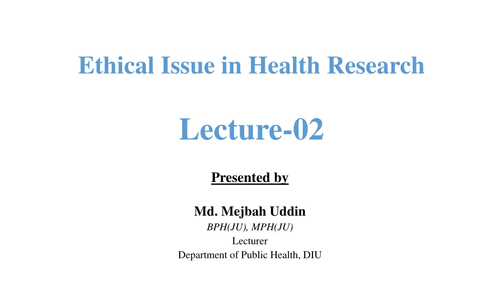 ethical issue in health research