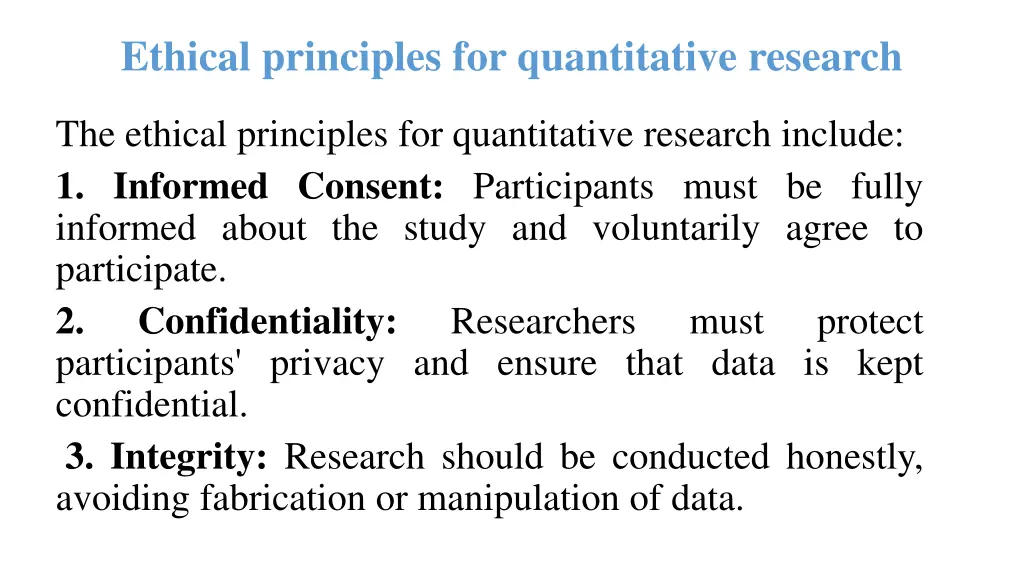 ethical principles for quantitative research