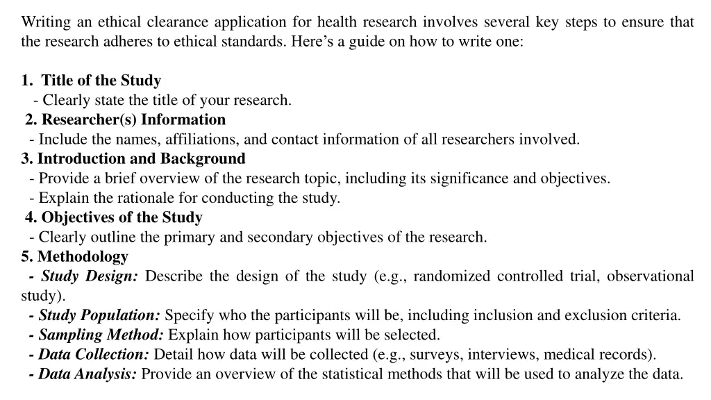 writing an ethical clearance application