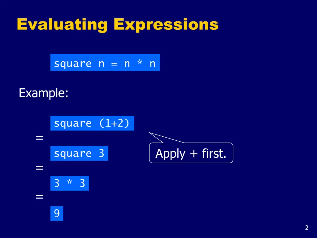 evaluating expressions