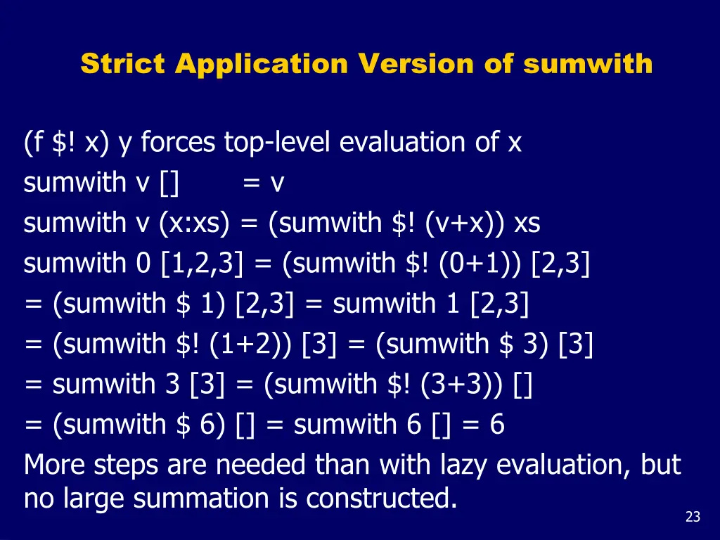 strict application version of sumwith
