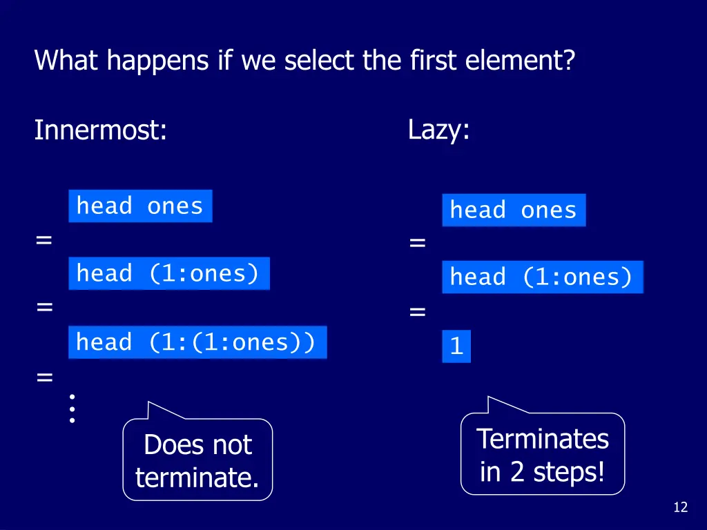 what happens if we select the first element