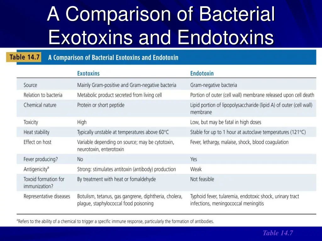 a comparison of bacterial exotoxins and endotoxins