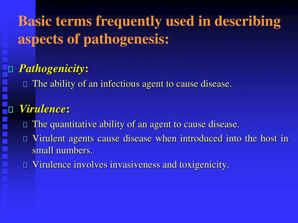 basic terms frequently used in describing aspects