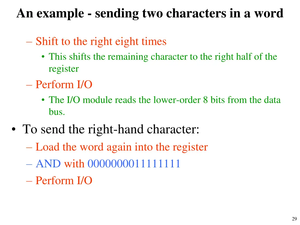 an example sending two characters in a word 1