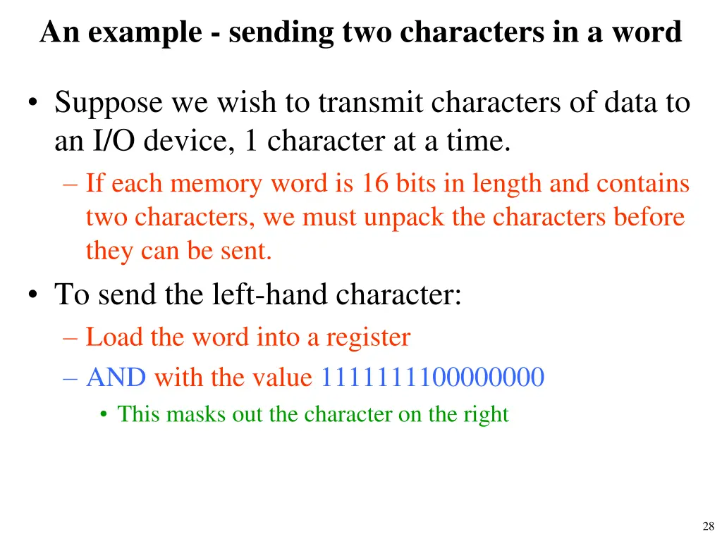 an example sending two characters in a word
