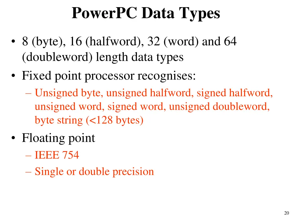 powerpc data types