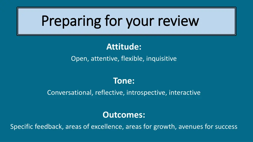 preparing for your review preparing for your