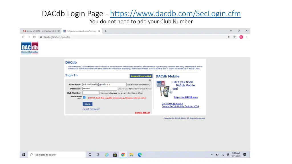 dacdb login page https www dacdb com seclogin