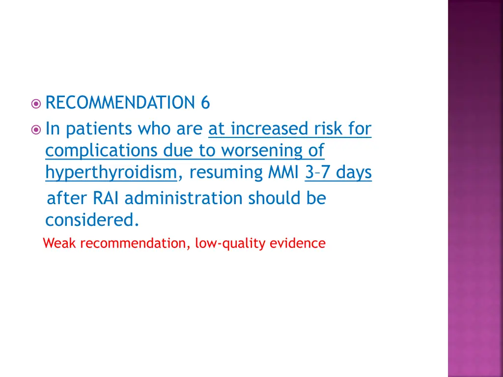 recommendation 6 in patients who are at increased
