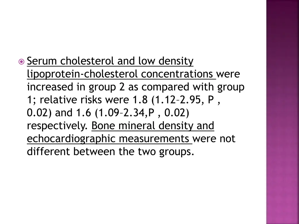 serum cholesterol and low density lipoprotein