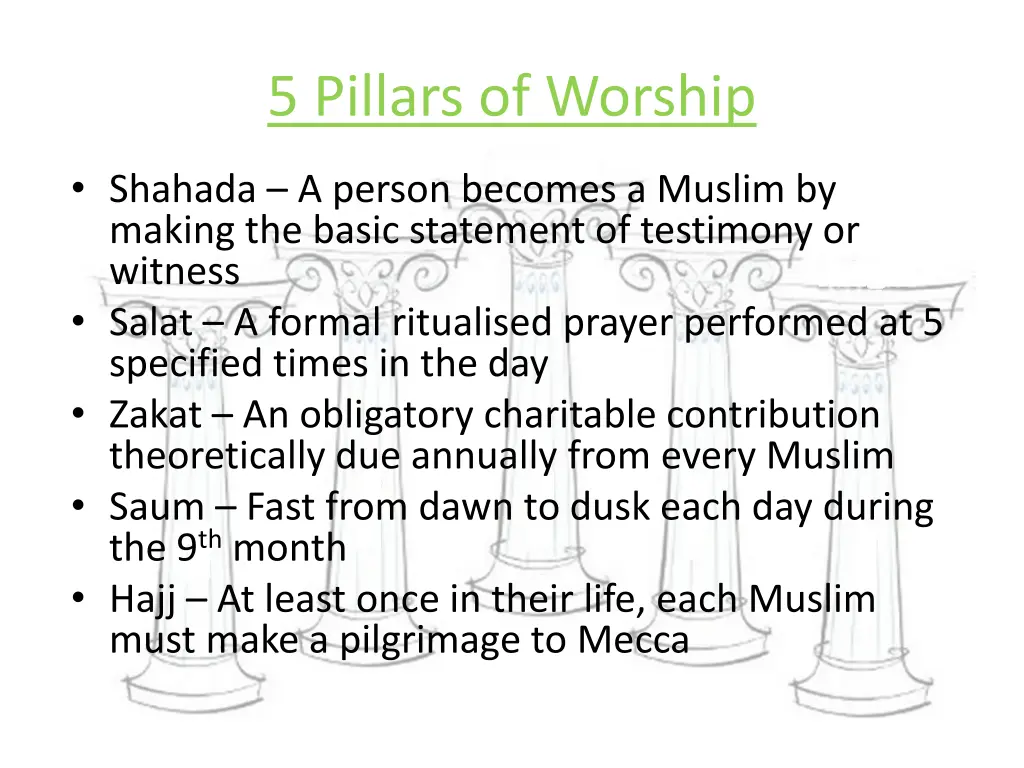 5 pillars of worship