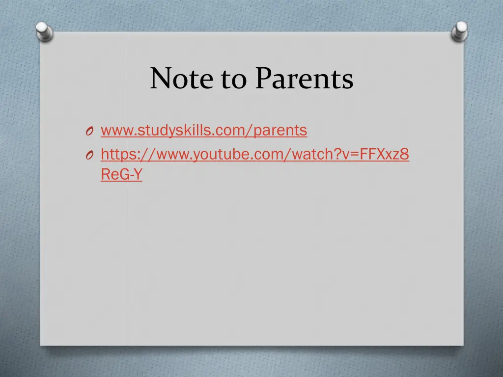 note to parents