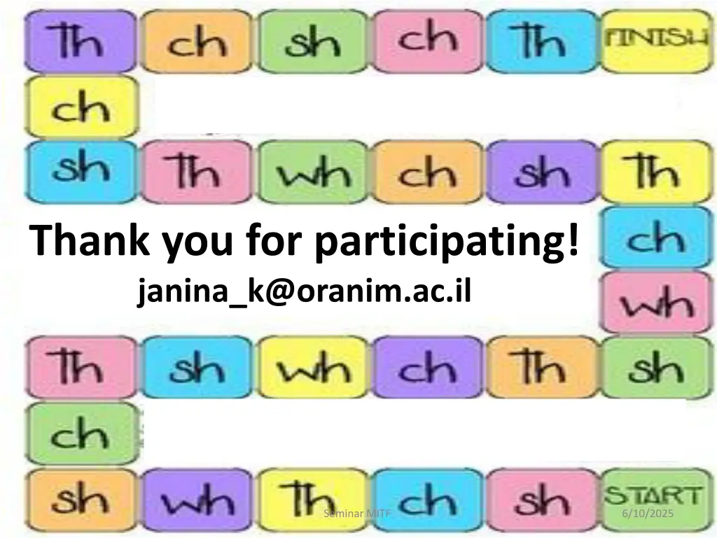thank you for participating janina k@oranim ac il