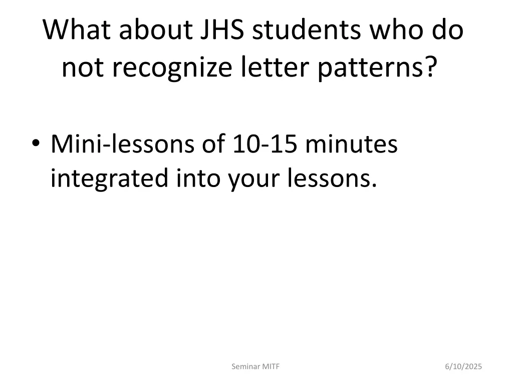 what about jhs students who do not recognize