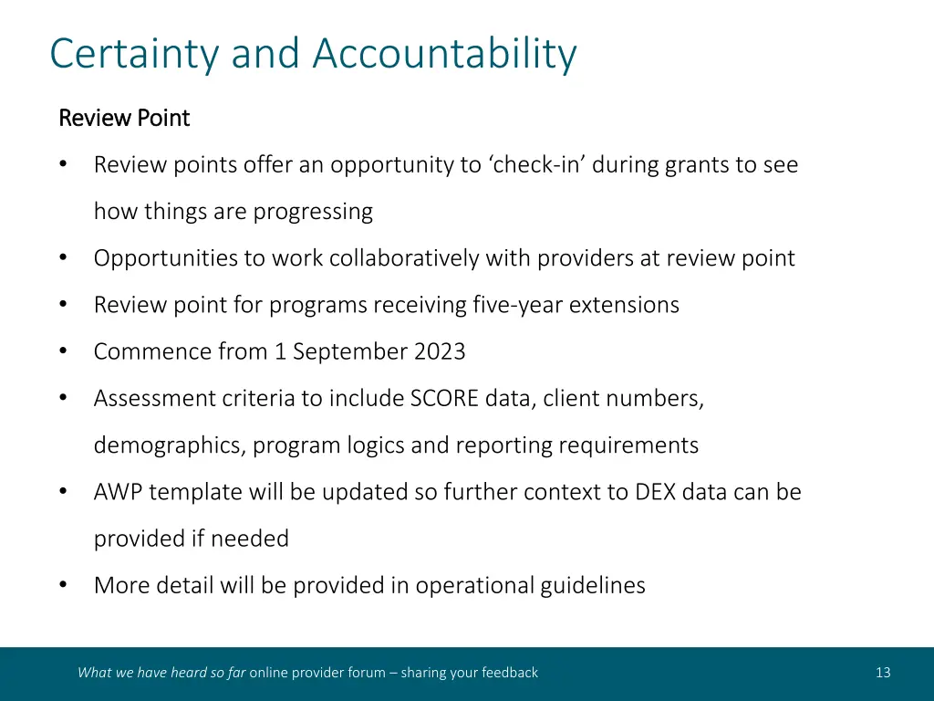 certainty and accountability