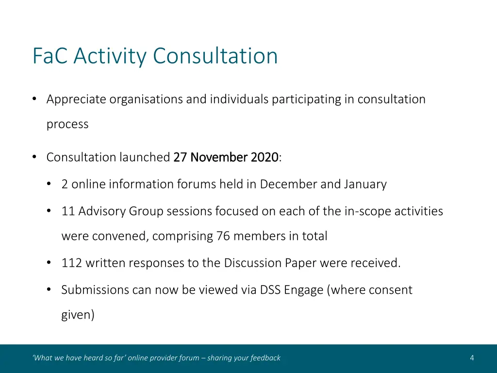 fac activity consultation